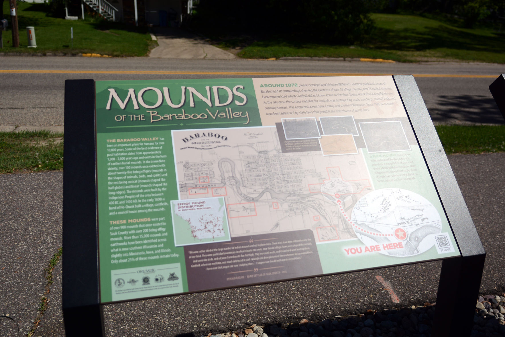 Mounds of the Baraboo Valley sign along Baraboo Riverwalk